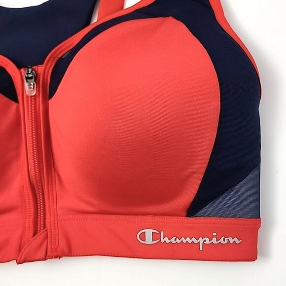 Champion Women's High Motion Control Impact Front Zip Red Blue Sports Bra Size M - Picture 6 of 15